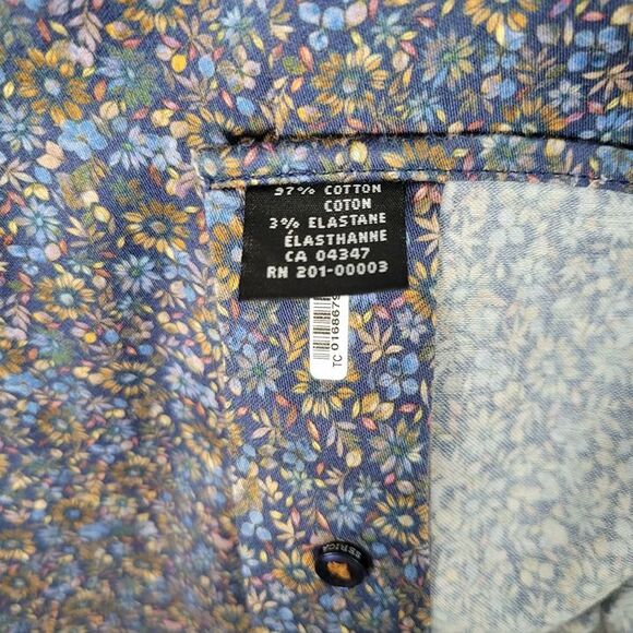 Serica Elite Size L NWOT Button Up Shirt Long Sleeve Floral Blue Multicolor - Picture 10 of 12